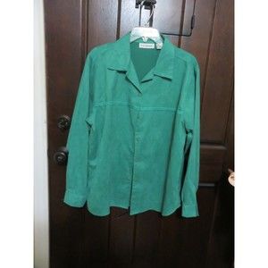 ALLISON WHITMORE GREEN FAUX SUEDE BLOUSE SIZE L